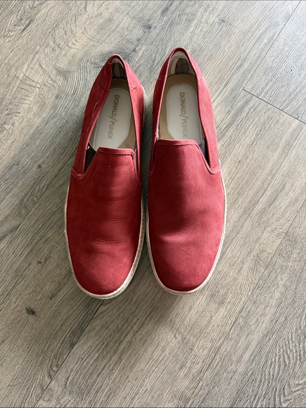 Donald J. Pliner Red Canvas Slip-On Loafers